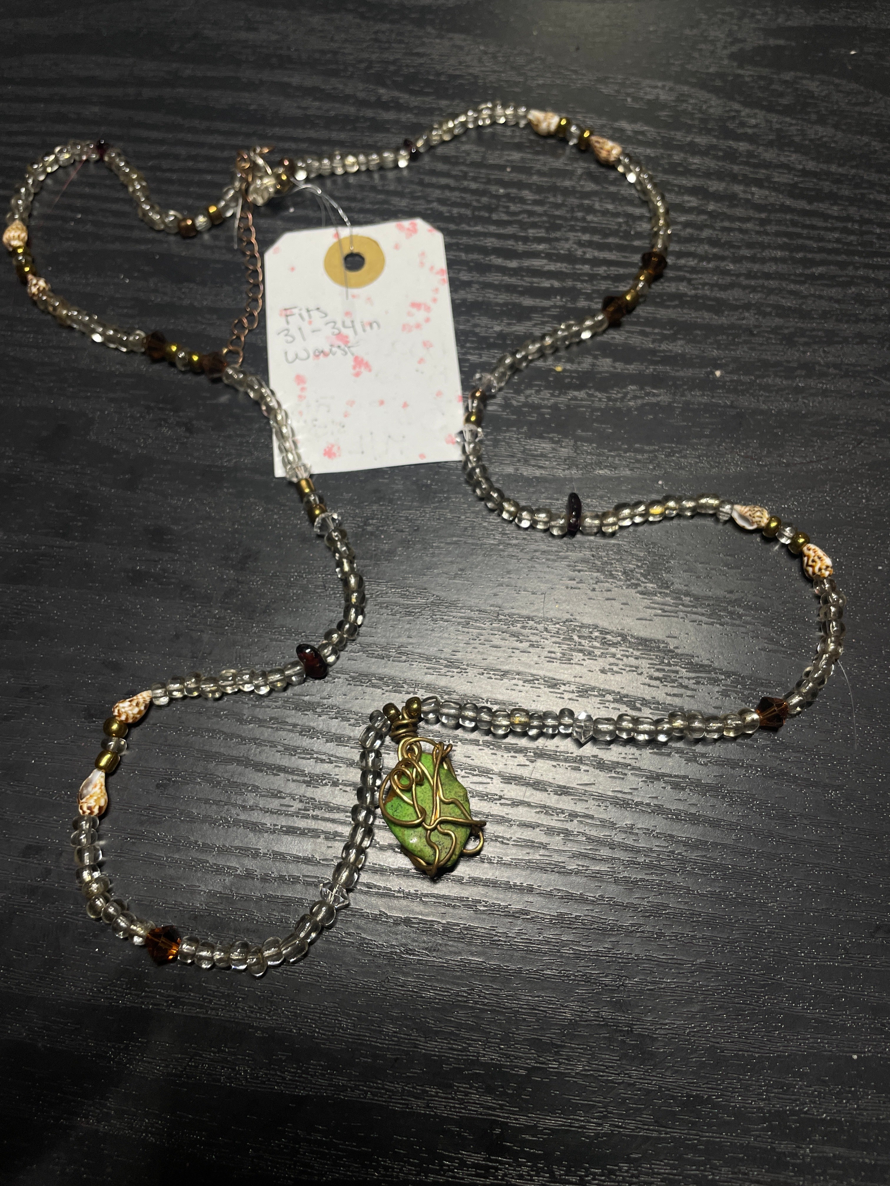 Crystal wrapped waist beads